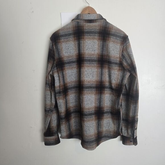 Express Shacket Men Small Shirt Jacket Button Up Plaid Gray Brown Lumberjack - Picture 3 of 9